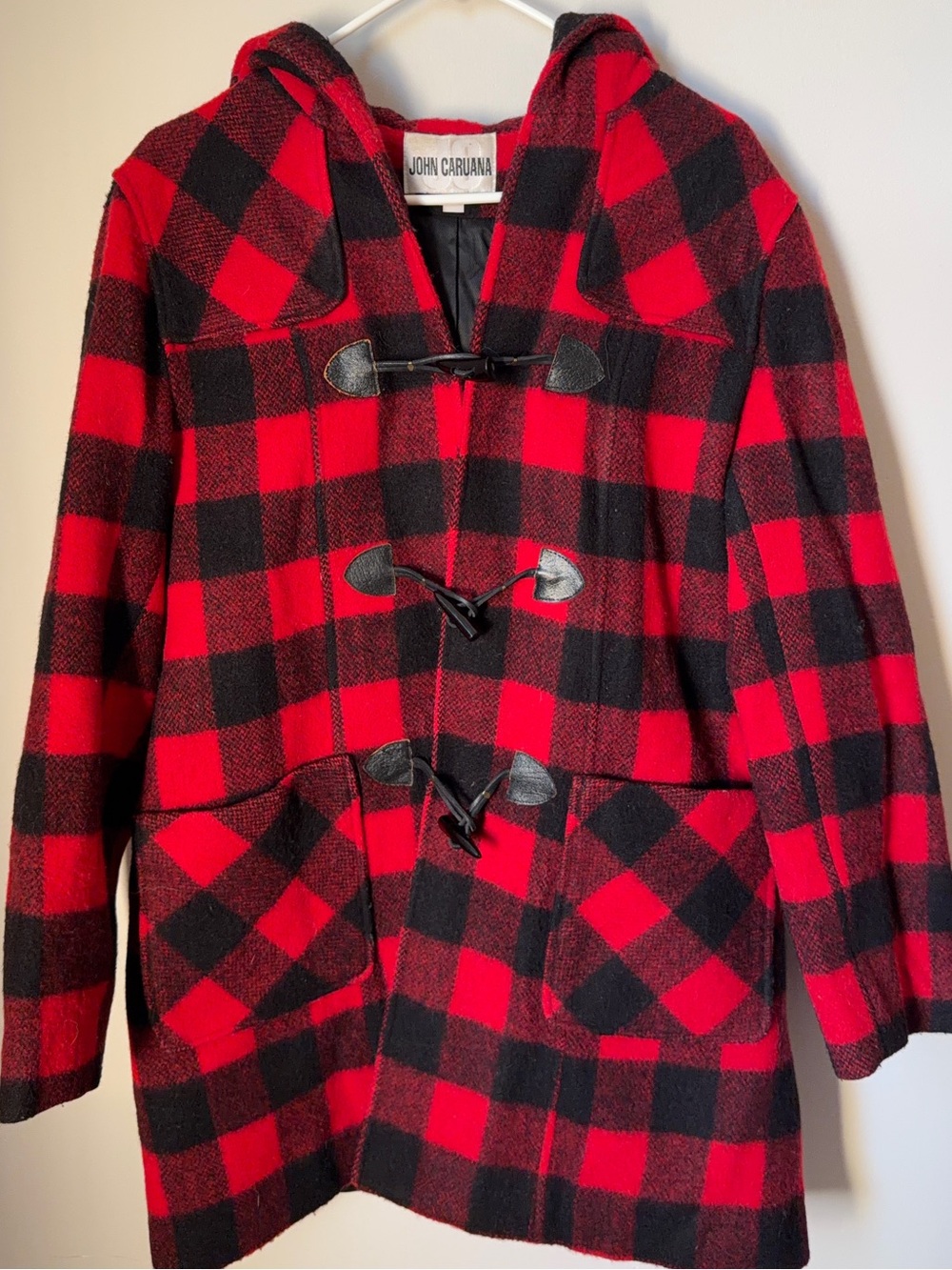 Vintage Lambswool Buffalo Plaid Toggle Coat - USA MADE